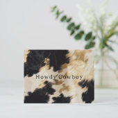 Zwart Wit Goud Koeienhuid Howdy Briefkaart (Staand voorkant)