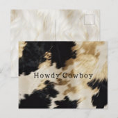 Zwart Wit Goud Koeienhuid Howdy Briefkaart (Voorkant / Achterkant)