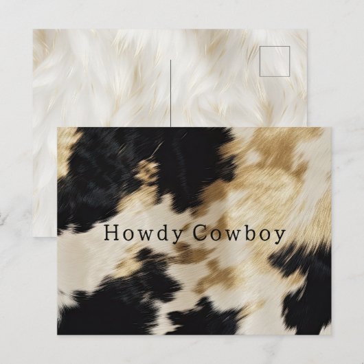 Zwart Wit Goud Koeienhuid Howdy Briefkaart (Voorkant / Achterkant)