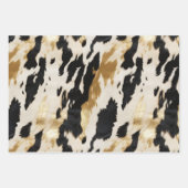 Zwart Wit Goud Koeienhuid Inpakpapier Vel (Voorkant 2)
