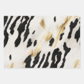 Zwart Wit Goud Koeienhuid Inpakpapier Vel (Voorkant 3)