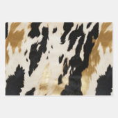 Zwart Wit Goud Koeienhuid Inpakpapier Vel (Voorkant 2)