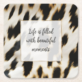 Zwart Wit Goud Koeienhuid Kartonnen Onderzetters