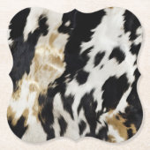 Zwart Wit Goud Koeienhuid Kartonnen Onderzetters (Voorkant)