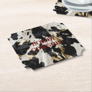 Zwart Wit Goud Koeienhuid Kartonnen Onderzetters