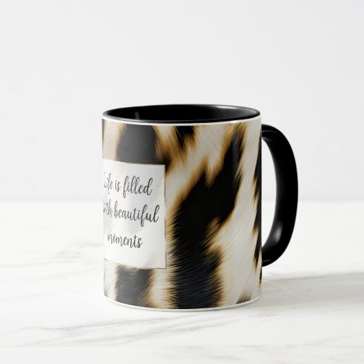 Zwart Wit Goud Koeienhuid Mok (Voorkant rechts)