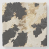 Zwart Wit Goud Koeienhuid Stenen Onderzetter (Voorkant)