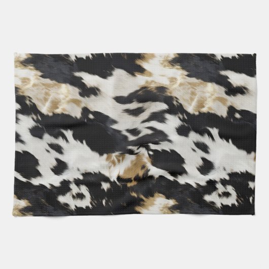 Zwart Wit Goud Koeienhuid Theedoek (Horizontaal)