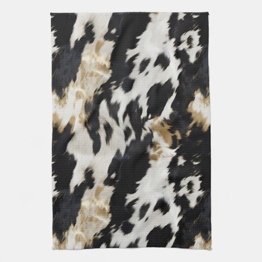 Zwart Wit Goud Koeienhuid Theedoek (Verticaal)