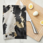 Zwart Wit Goud Koeienhuid Theedoek (Quarter Fold)