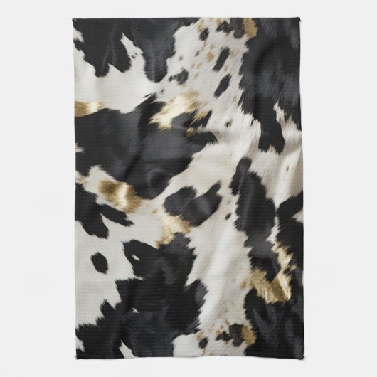 Zwart Wit Goud Koeienhuid Theedoek (Verticaal)