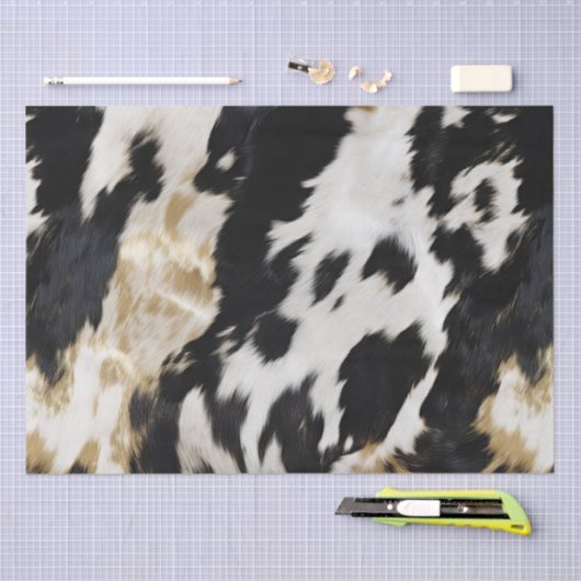 Zwart Wit Goud Koeienhuid Tissuepapier (Craft)