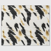 Zwart Wit Goud Koeienhuid Verjaardag Cadeaupapier (Vlak)