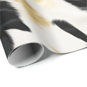 Zwart Wit Goud Koeienhuid Verjaardag Cadeaupapier (Rol Hoek)