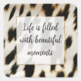 Zwart Wit Goud Koeienhuid Vierkante Sticker