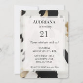 Zwart Wit Goud Koeienhuid Westerne Verjaardag Kaart (Voorkant)