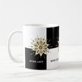 Zwart Wit & Goud Mandala Boss Lady Design Koffiemok