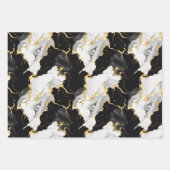 Zwart Wit Goud Marbel Patroon Gift Inpakpapier Vel (Voorkant 2)