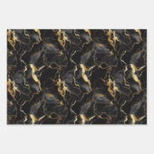 Zwart Wit Goud Marbel Patroon Gift Inpakpapier Vel (Voorkant)