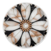 Zwart Wit Goud Marmer Daisy Bloem Mozaïek Stijl Keramische Knop (Voorkant)