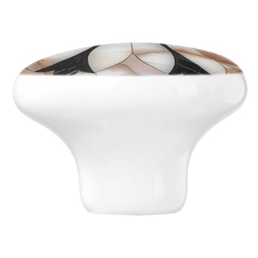 Zwart Wit Goud Marmer Daisy Bloem Mozaïek Stijl Keramische Knop (Zijkant)