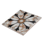 Zwart Wit Goud Marmer Daisy Bloem Mozaïek Stijl Tegeltje (Zijkant)