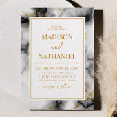 Zwart Wit Goud Marmer Elegant Bruiloft Kaart