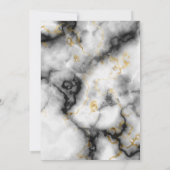 Zwart Wit Goud Marmer Elegant Bruiloft Kaart (Achterkant)