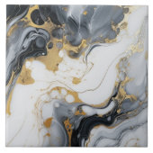 Zwart wit goud marmer en alcoholinkt Abstract Tegeltje (Voorkant)