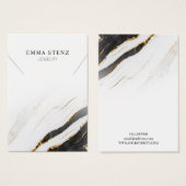 Zwart Wit Goud Marmer · Kettingen hangerdisplay Visitekaartje (Voorkant /achterkant)