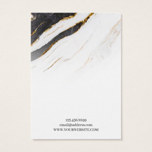 Zwart Wit Goud Marmer · Kettingen hangerdisplay Visitekaartje (Achterkant)