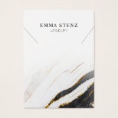 Zwart Wit Goud Marmer · Kettingen hangerdisplay Visitekaartje (Voorkant)