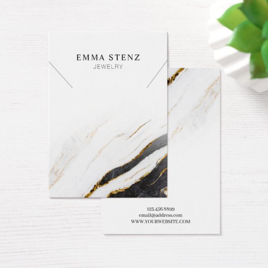 Zwart Wit Goud Marmer · Kettingen hangerdisplay Visitekaartje (Bureau)
