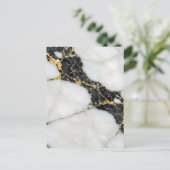Zwart Wit Goud Marmer Luxe Briefkaart (Staand voorkant)