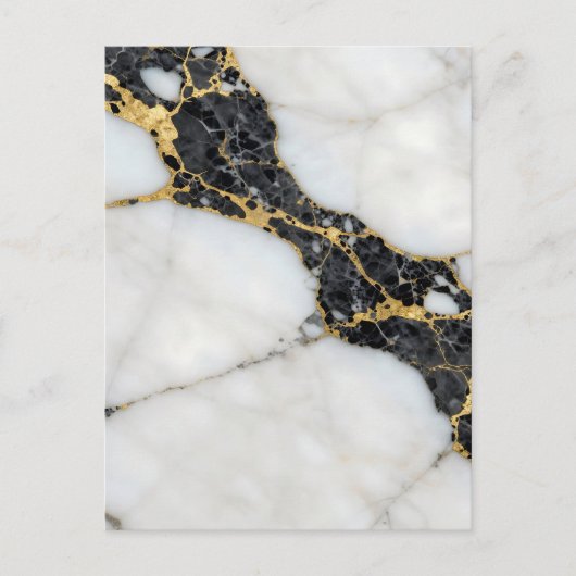 Zwart Wit Goud Marmer Luxe Briefkaart (Voorkant)