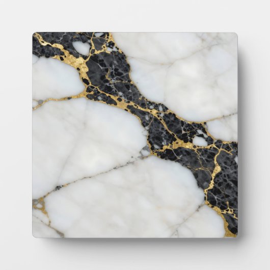 Zwart Wit Goud Marmer Luxe Fotoplaat (Voorkant)