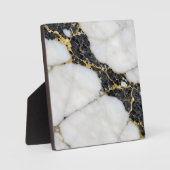 Zwart Wit Goud Marmer Luxe Fotoplaat (Voorkant)