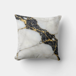 Zwart Wit Goud Marmer Luxe Kussen