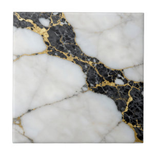 Zwart Wit Goud Marmer Luxe Tegeltje