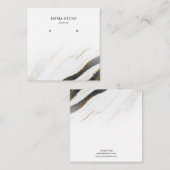 Zwart Wit Goud Marmer · Oorbel Sieraden Display Vierkante Visitekaartje (Voorkant / Achterkant)