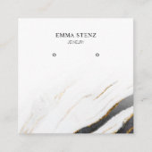 Zwart Wit Goud Marmer · Oorbel Sieraden Display Vierkante Visitekaartje (Voorkant)