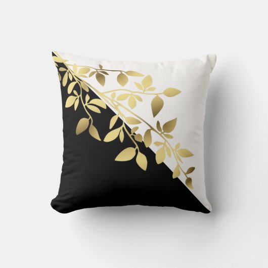 Zwart wit goud metaaldoekaftakking kussen (Voorkant)