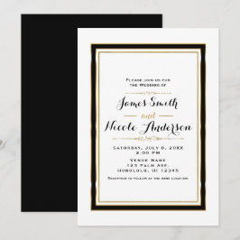 Zwart Wit & Goud Minimaal Chic Elegant Huwelijk Kaart