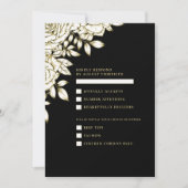 Zwart Wit Goud Minimaal Modern Floral Chic RSVP Kaart (Voorkant)