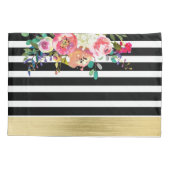 Zwart Wit Goud Modern Bloemig Glam Chic Glamour Kussensloop (Achterkant)