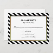 Zwart Wit Goud Modern Glam Stripes RSVP Uitnodiging Briefkaart (Voorkant / Achterkant)