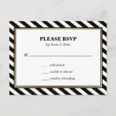 Zwart Wit Goud Modern Glam Stripes RSVP Uitnodiging Briefkaart (Voorkant)