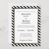 Zwart Wit Goud Modern Glam Stripes Trouwen Kaart (Voorkant)