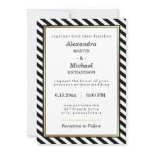 Zwart Wit Goud Modern Glam Stripes Trouwen