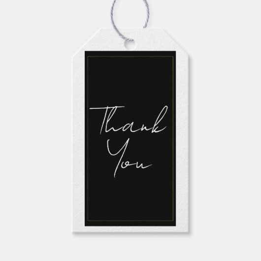 Zwart Wit Goud Modern Minimaal Elegant Huwelijk Cadeaulabel (Voorkant)